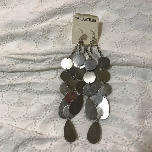 Arden B. Silver Metallic Chimey Dangly Earrings - Picture 3 of 9